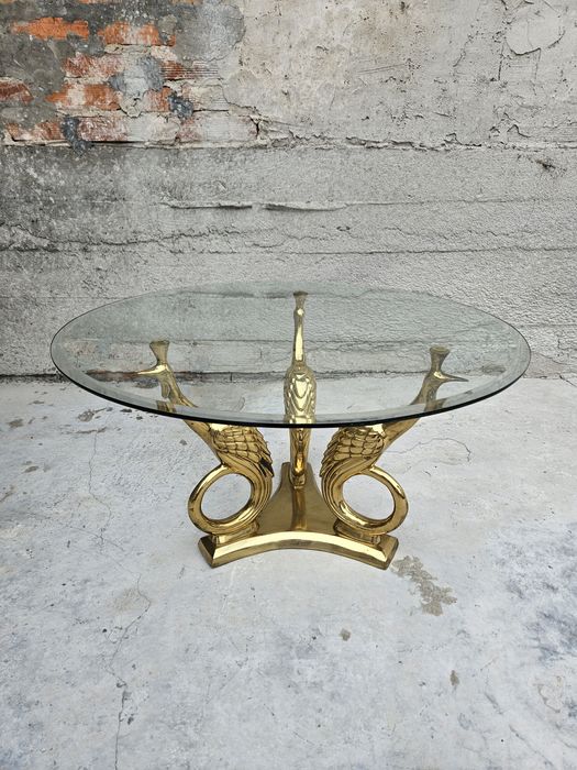 Stolik kawowy Hollywood Regency szklana ława Glamour vintage modern