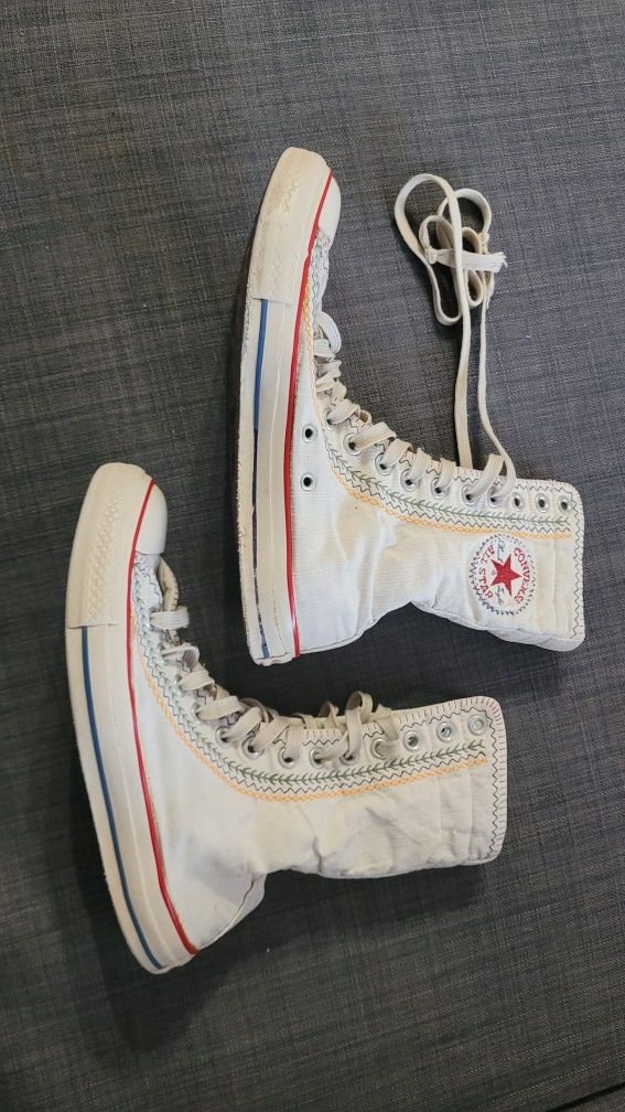 Wysokie trampki converse 39 białe hippis