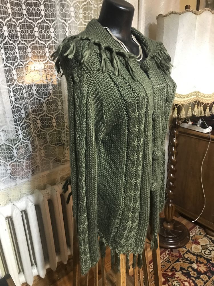 Sweter  zielony  wełna i  akryl  roz. 40-42  jak  NOWY