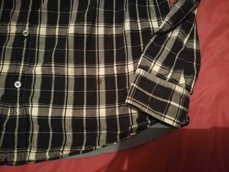 Koszula męska w kratę Banana Republic L 100% bawełna plamki