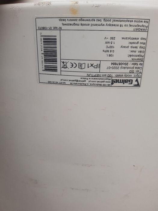 Bojler elektryczny galmet   106l