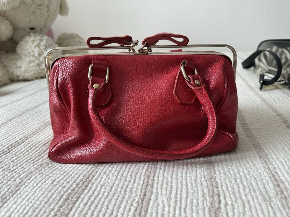 Сумка зі шкіри, червона