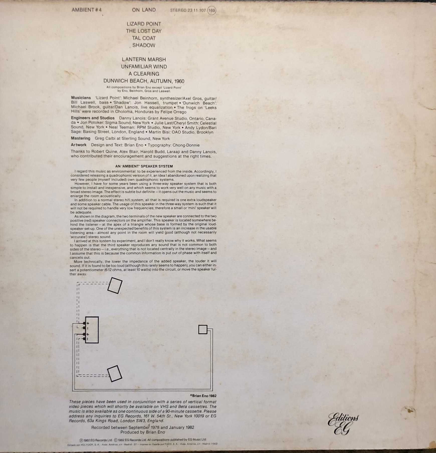 LP Vinyl Brian Eno - Ambient 4 (On Land)