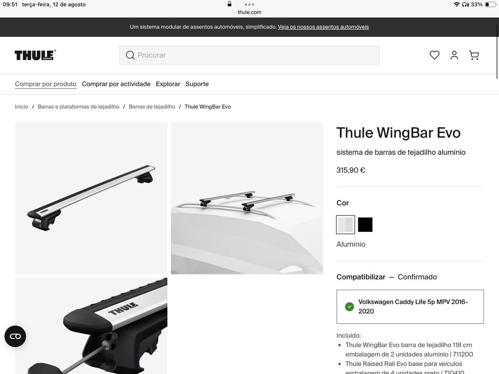 Barras de tejadilho WingBar Evo 118 cm