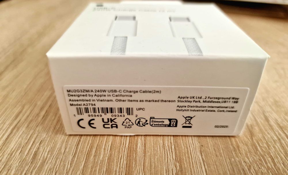 Nowy Kabel Apple USB-C na USB-C 240 Watt 2 metry Oplot