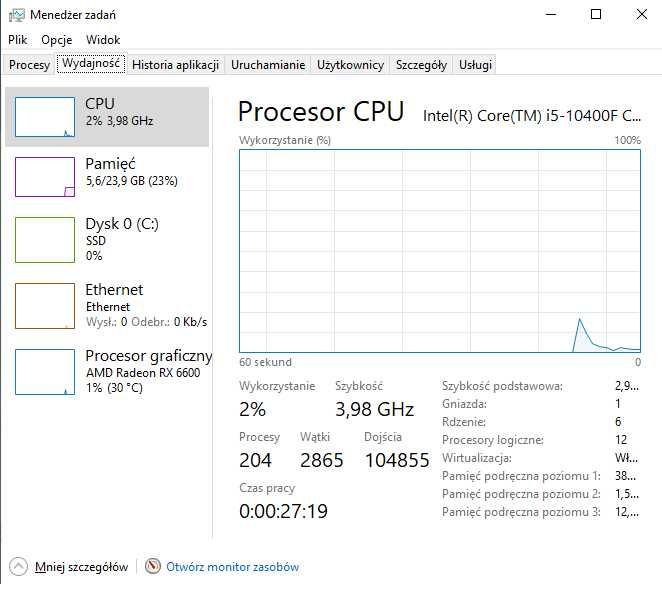 Komputer | i5 10400F | 24GB RAM | 450W | 500GB | + Monitor AOC
