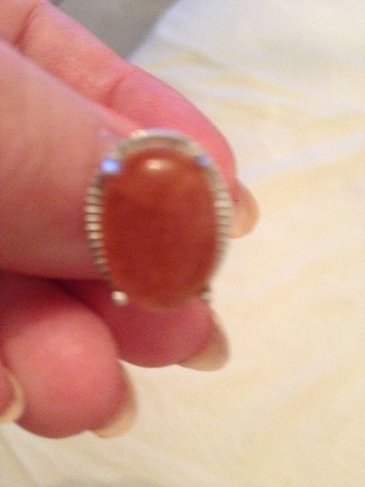 Серебряные серьги 925 пробы с солнечным каменем из США