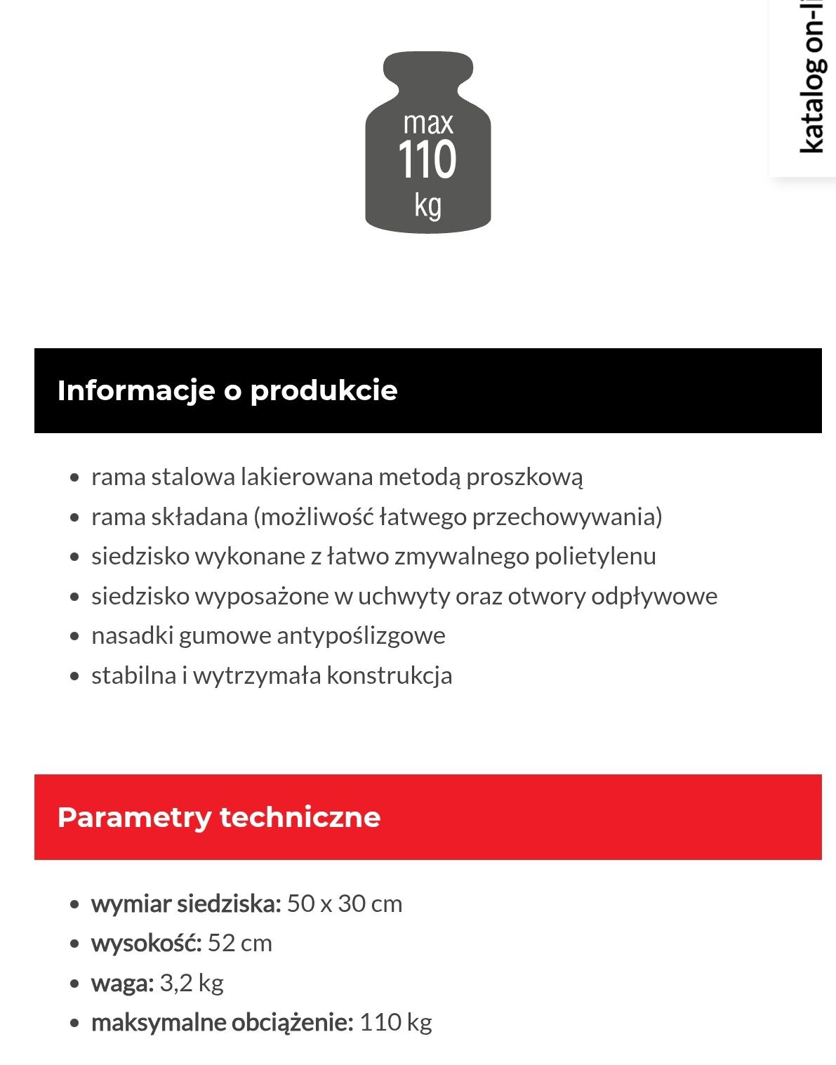 Taboret prysznicowy składany AR-204. Stalowy biały ARmedical