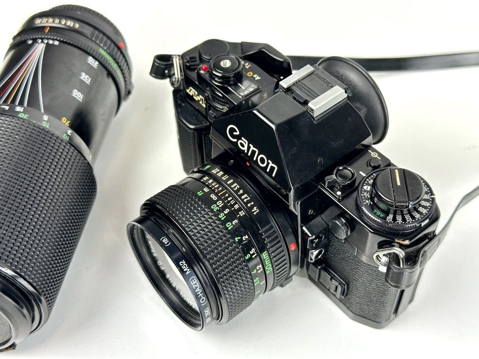 Canon A‑1 + FD 50 mm f/1.4 + FD 70–210 mm f/4 – pełny zestaw analogowy