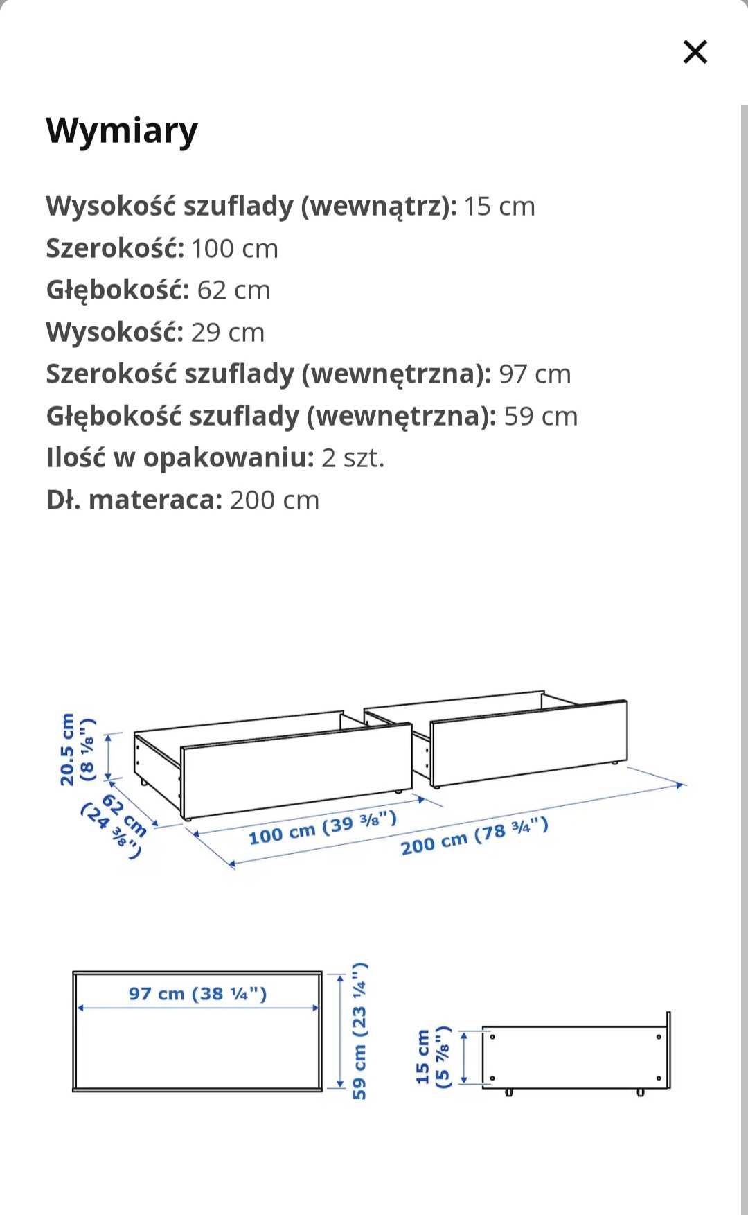 Szuflada/ pojemnik pod łóżko IKEA MALM