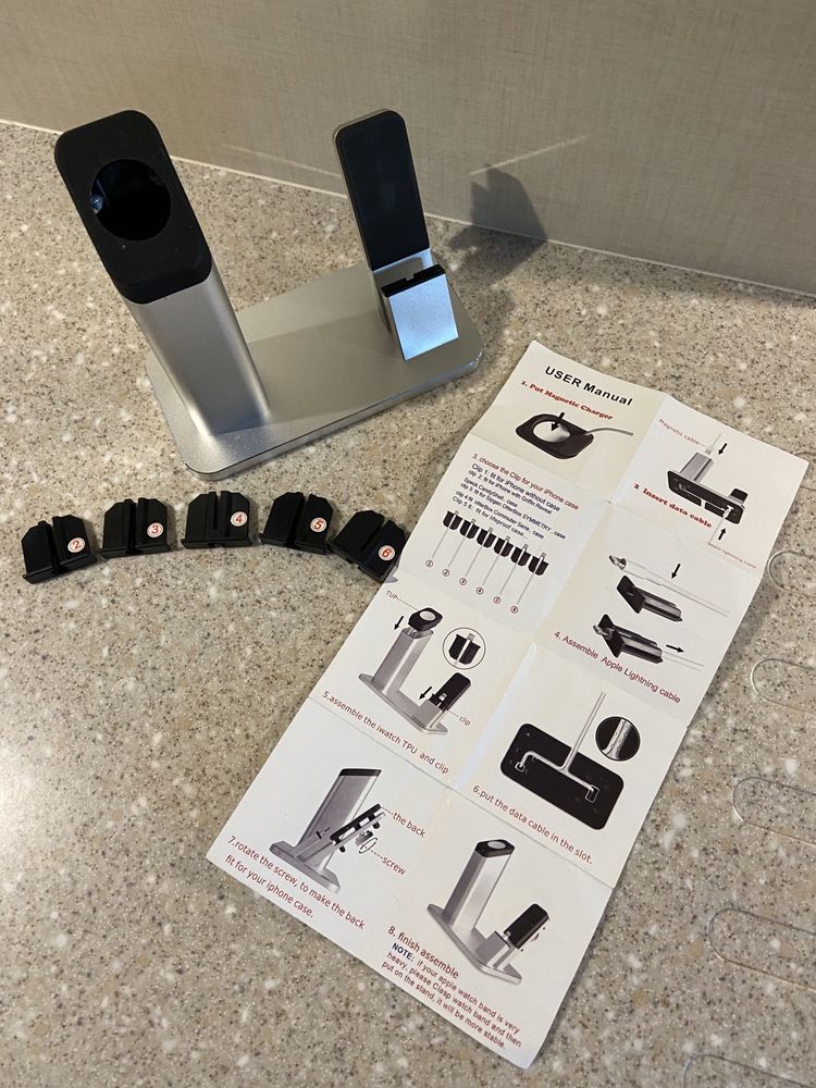Stacja dokująca do ładowania iPhone apple Watch 2w1 metal podstawka