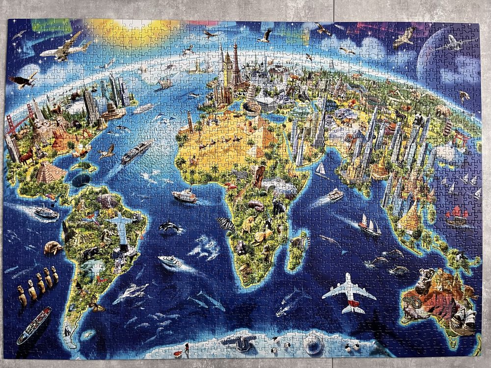 Puzzle Educa World Ladmarks Globe 2000