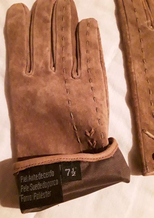 Par de luvas Senhora tipo camurça, tamanho 7,5