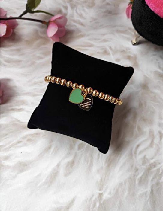 Браслет в стилі Tiffanyз двома сердечками позолота