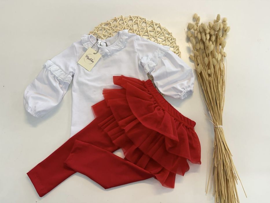 Legginsy czerwone ze spódniczką 116 MakBa