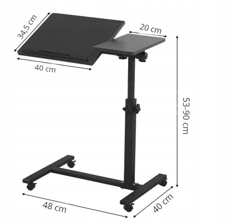 Столик подставка для ноутбука на колесиках черный