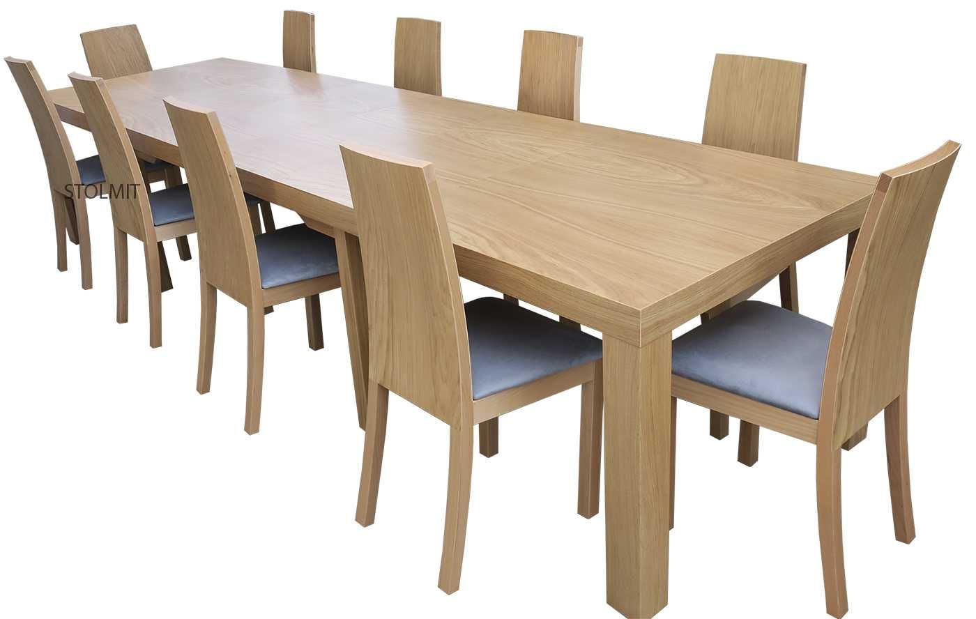 8 krzeseł stół rozkładany do dużych wymiarów od 180 do 380 - wysyłka
