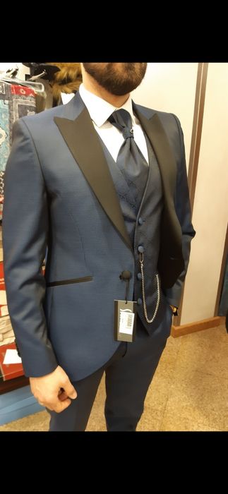 Fato cerimónia azul/preto Saroni