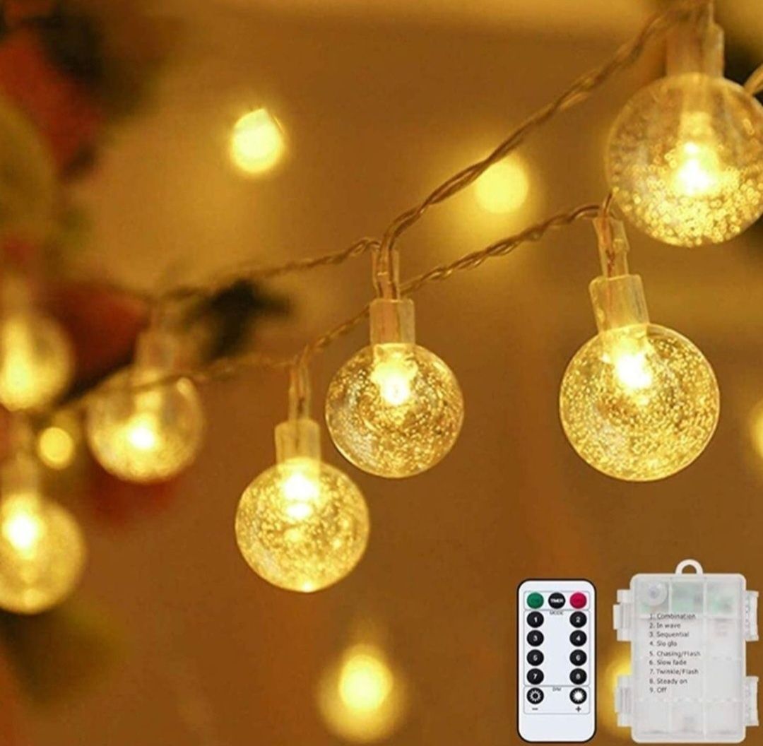50 LED sznur światet z pilotem wodoodporne do wewnątrz na zewnątrz