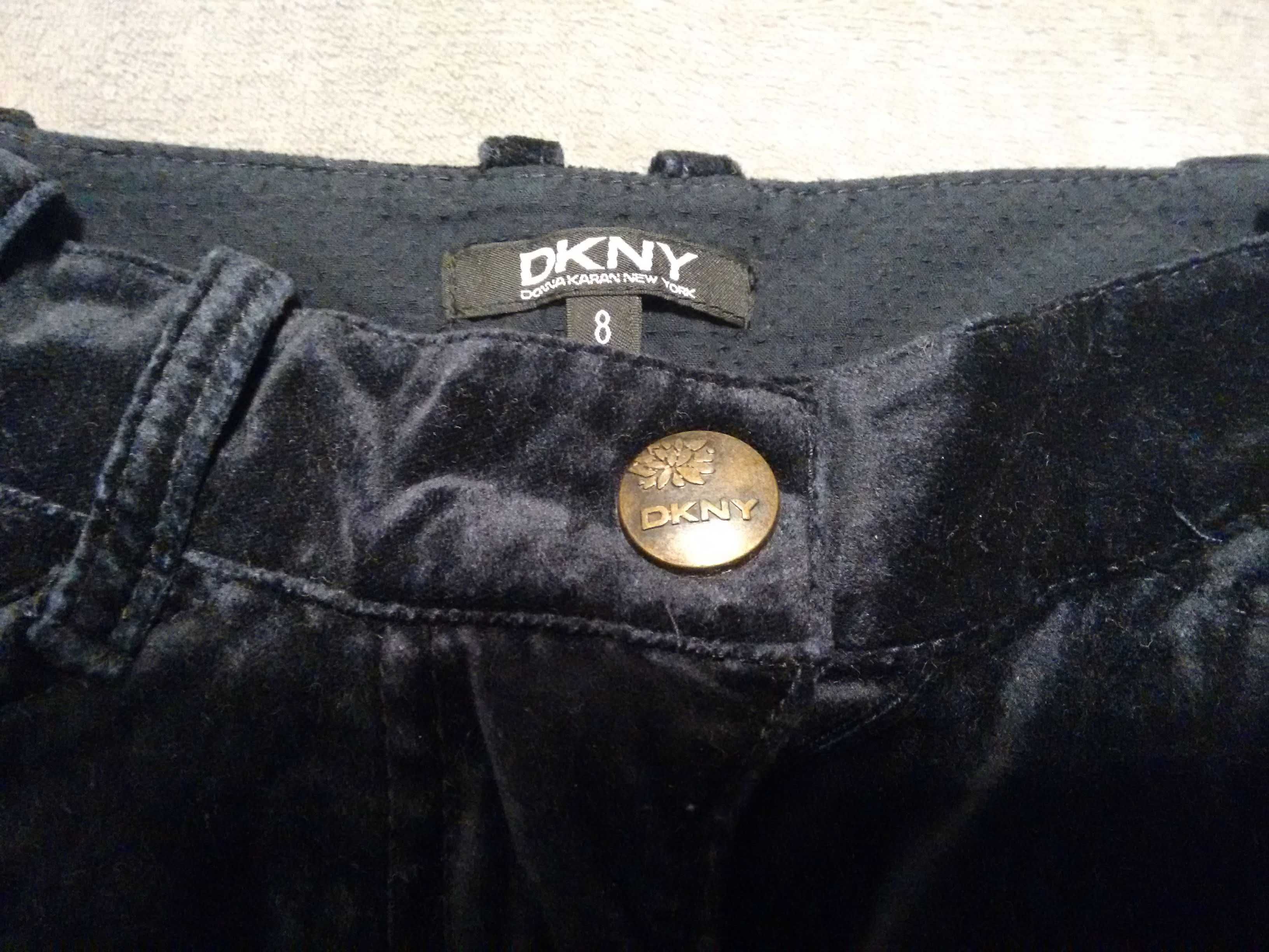 Eleganckie spodnie aksamit DKNY Donna Karan granat 8 lat DOSTAWA 1 zł