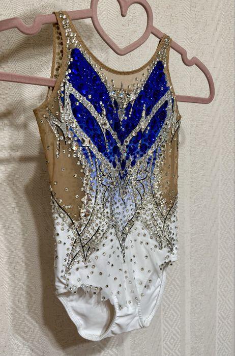 Новий Купальник для художньої гімнастики 119-128см. Голубий, градієнт