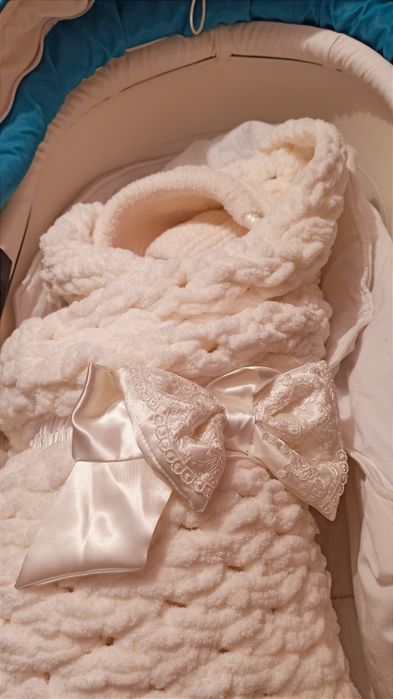 Комбинезон вязаный от 0-9 месяцев+шапочка, пинетки, пряжа Alize