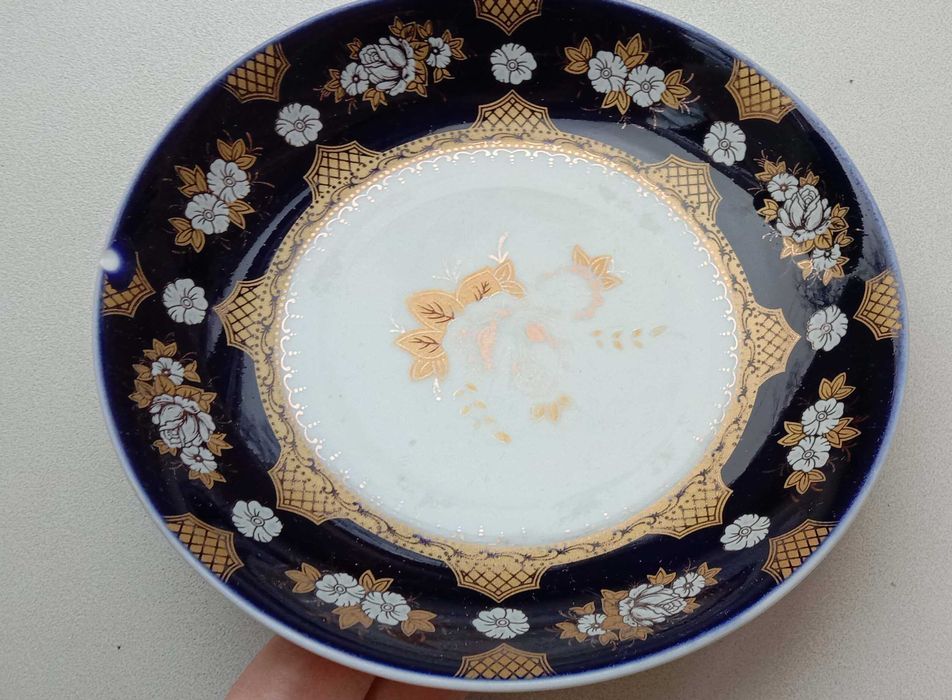 Блюдце «HAAS&CZJZEK» Кобальт с позолотой. Handmade. Чехия. Антиквариат