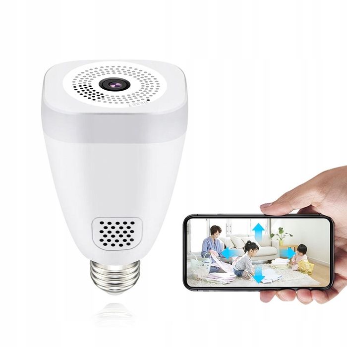 Bezprzewodowa Kamera Żarówka E27 Ip Wifi 3Mpx Led 360°