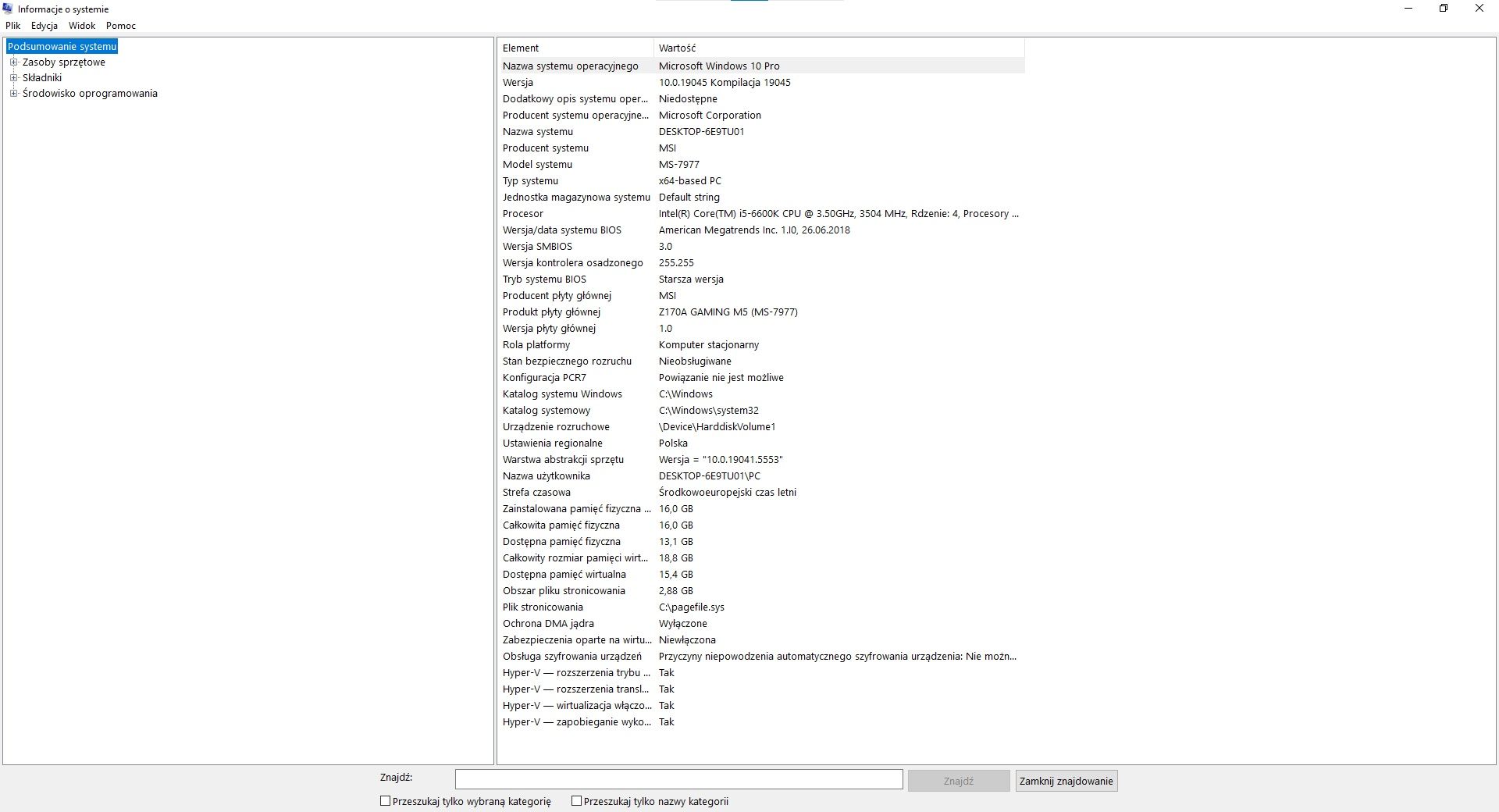 Komputer stacjonarny - i5 6600K / GTX 970 / 16 GB RAM