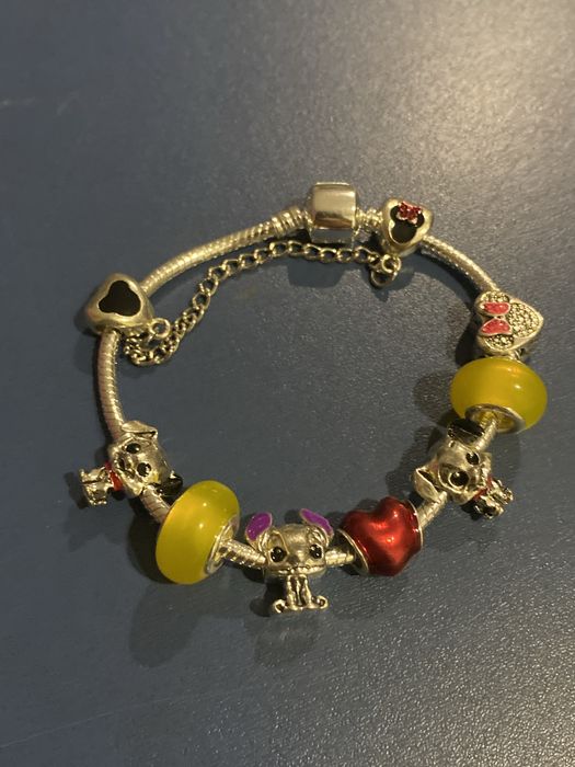 Pulseira animais com peças disney aço inoxidavel