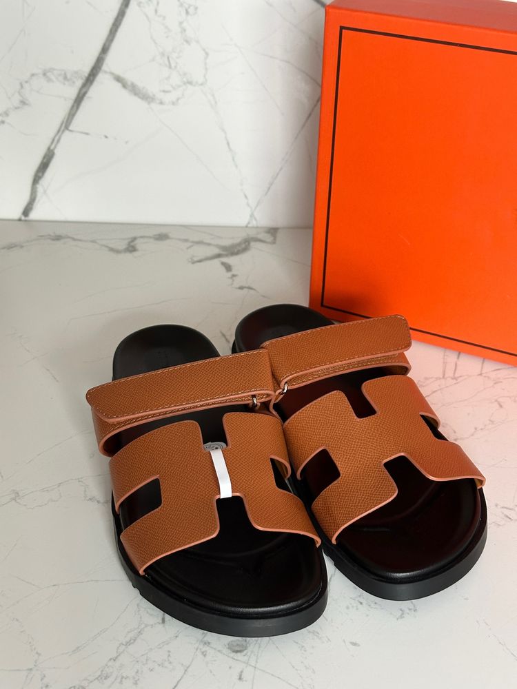 Шльопки в стилі hermes chypre шкіра 37,38, шлепанцы, шлопанці, шлепки