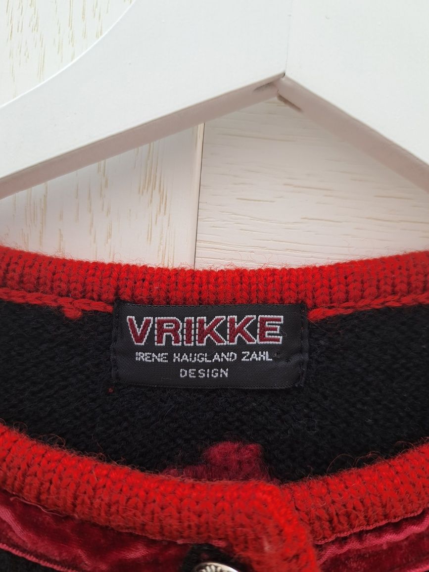 Vrikke Irene Haugland Zahl wełniany sweter kardigan vintage 100% wool
