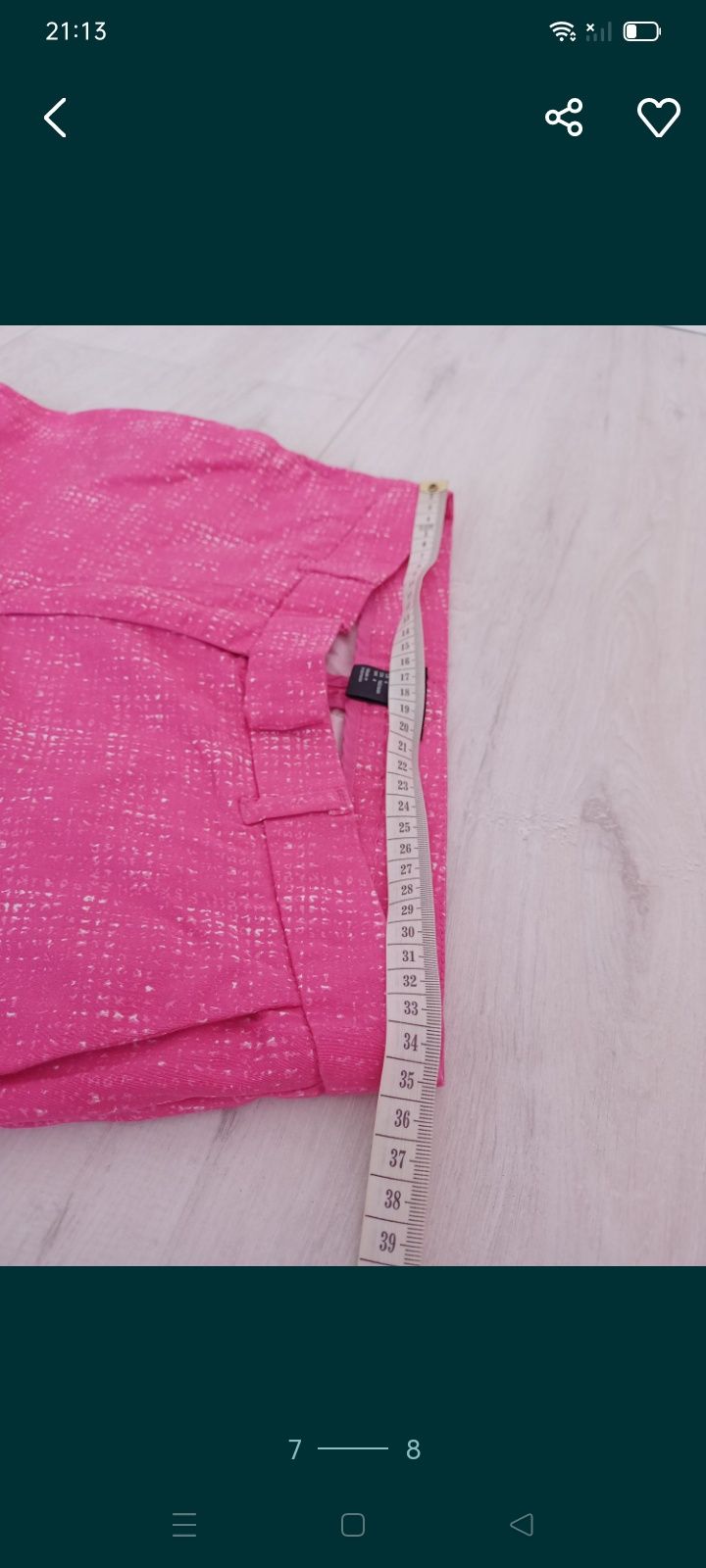Cygaretki 34 XS S spodnie damskie bawełna chinosy różowe H&M bawełnian