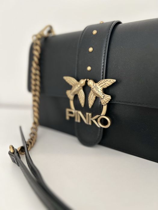 Torebka PINKO oryginalna skóra naturalna złoty łańcuszek