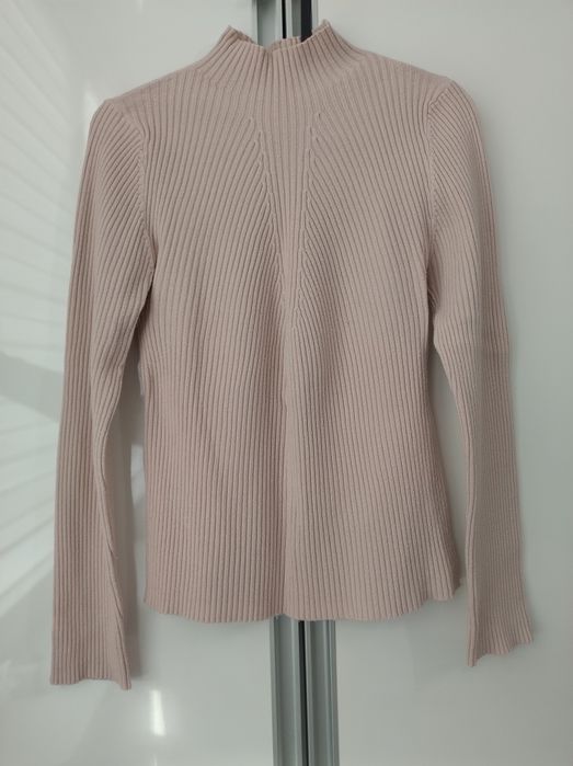 New Look prążkowany golf jasnoróżowy pudrowy róż M