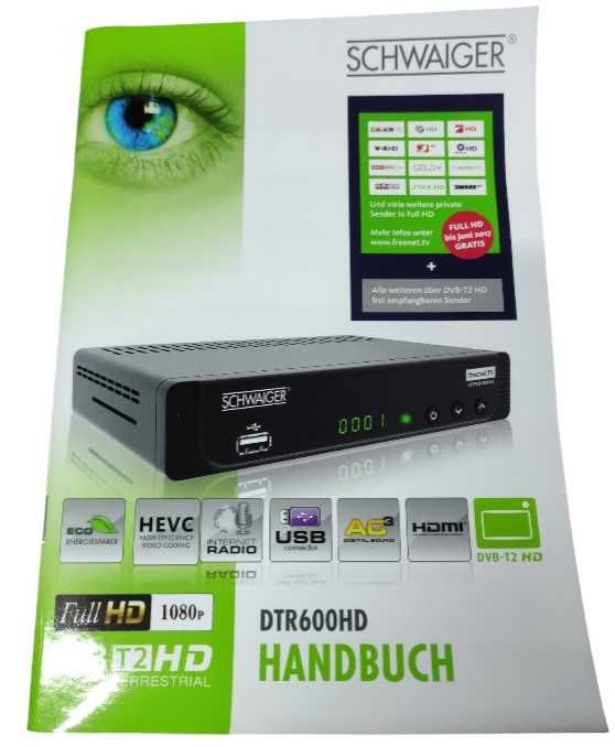 Dekoder odbiornik Schwaiger DVB-T2, HEVC DTR600 HD