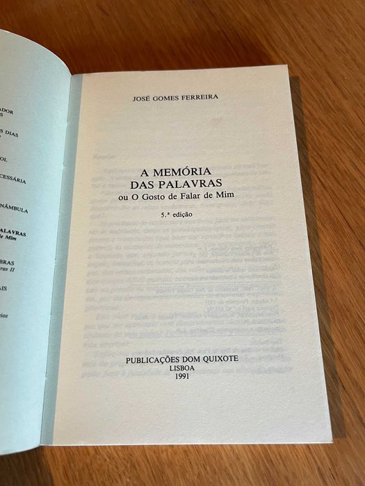 A MEMÓRIA DAS PALAVRAS    José Gomes Ferreira