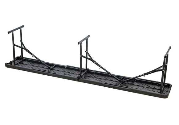 Ławka ogrodowa rozkładana składana czarna imitacja brunatna 183x30cm