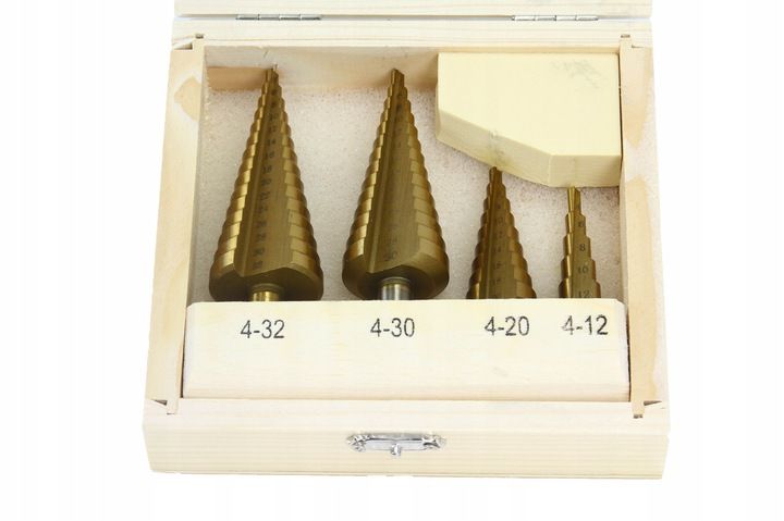 ZESTAW WIERTŁ STOPNIOWYCH 4PCS 4-32mm / wiertła stożkowe / choinki