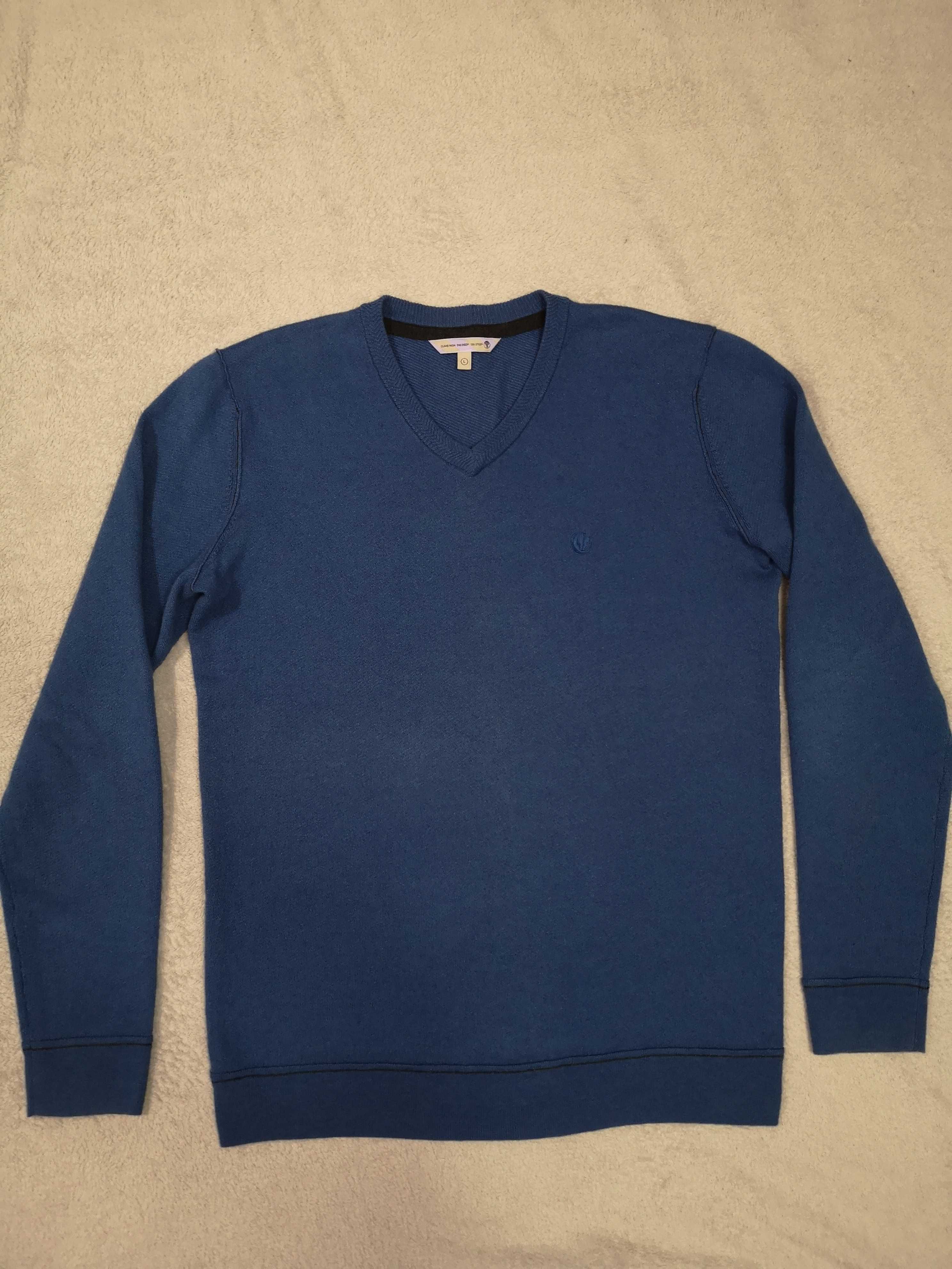 Niebieski elegancki wełniany sweter Fat Face L jak nowy