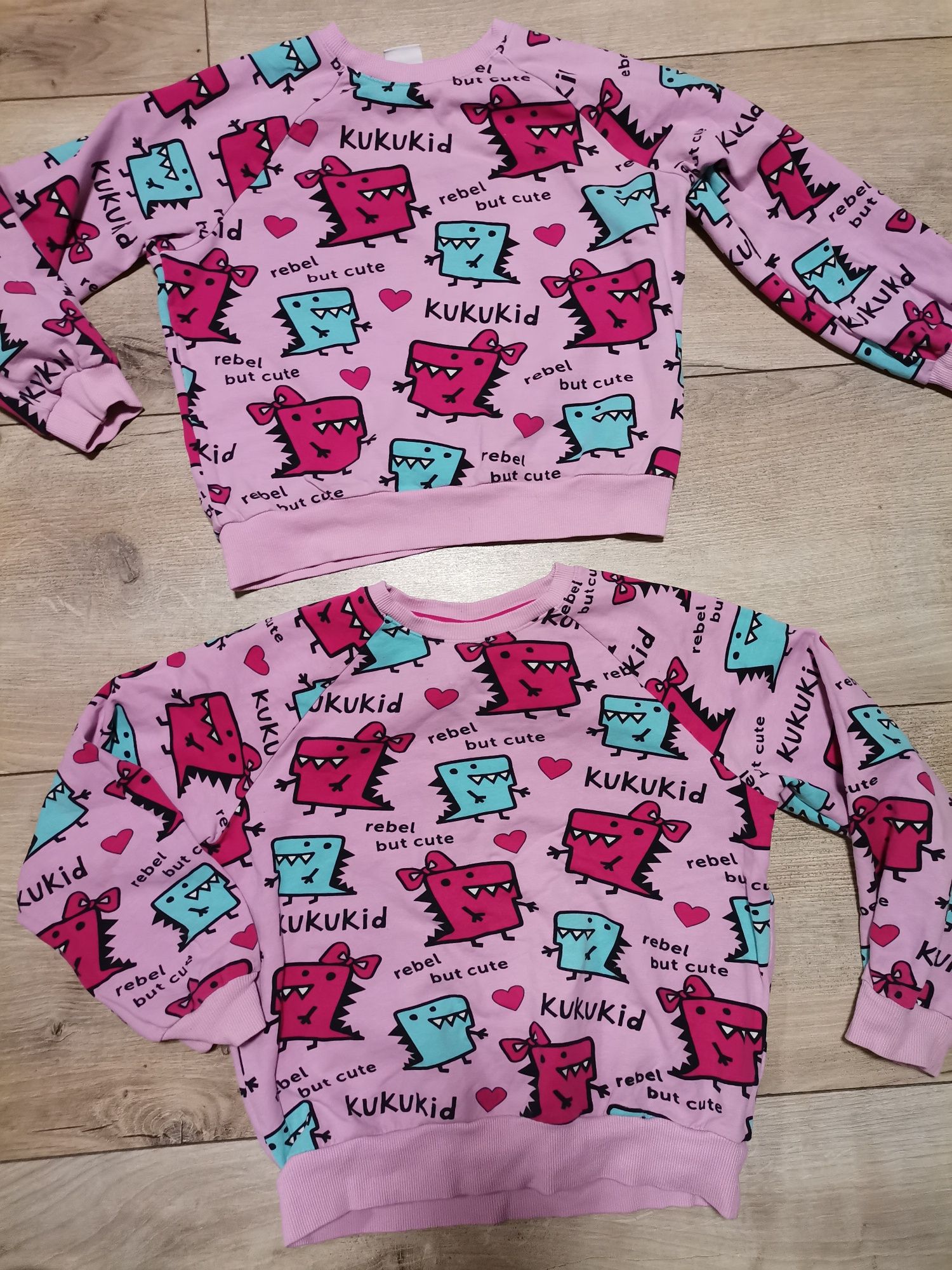Bluza lub bluzy dla bliźniaczek sióstr rebel but cute kukukids 128 lub