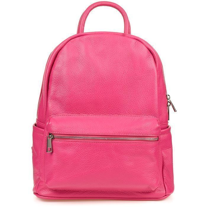 Skórzany plecak A4 duży pojemny do szkoły włoski  fuksjowy P16 fuchsia