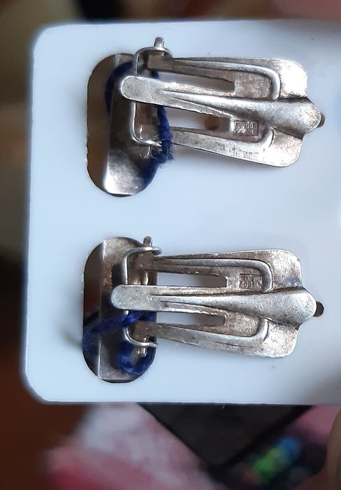 Rytosztuka-srebrne klipsy - PRL