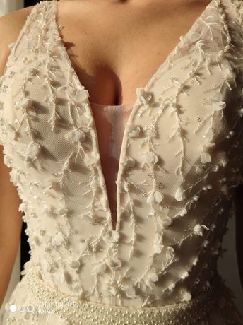 Piękna! Kremowa ecru śmietankowa biel Suknia ślubna 36-38