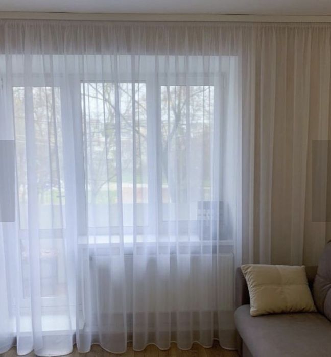 Тюль із шифона нова, готова, щоб вішати. 5×2.60м.