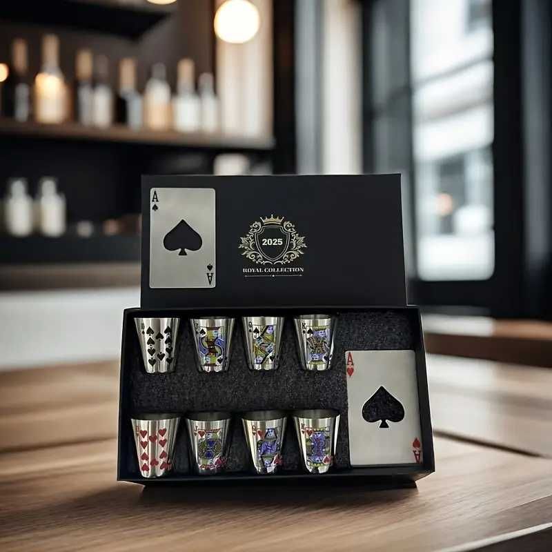 Pudełko prezentowe do whisky (8 szklanek i 2 otwieracze)