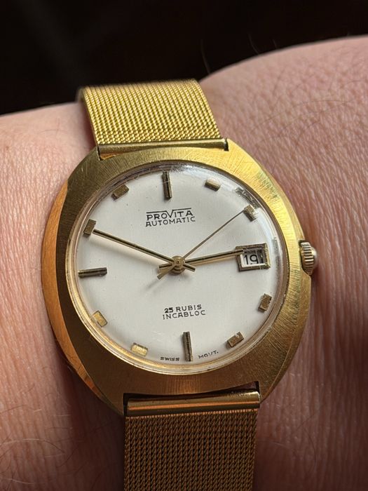 Zegarek Provita Automatic 25jewels, Swiss made, duży 38/39mm