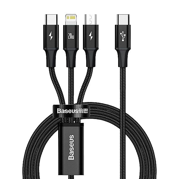 Kabel Baseus Rapid Series 3w1 USB-C - USB-C / Lightning / micro USB 20