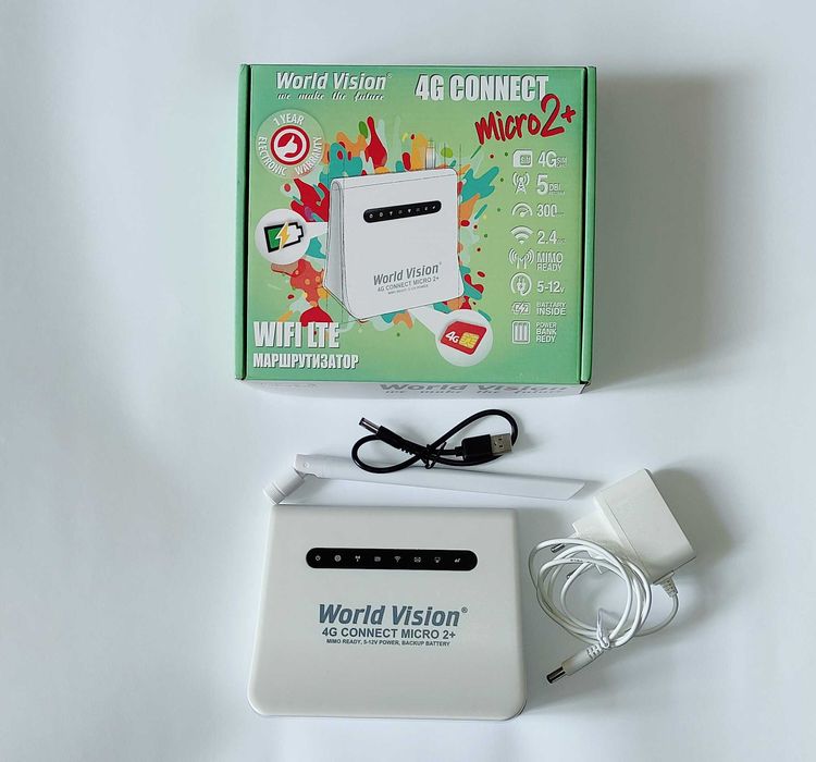 Роутер World Vision 4G Connect Micro 2+ с sim-картой и двойным аккумул