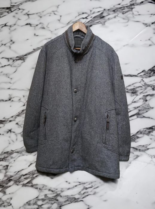 kurtka męska płaszcz wełniany siwy jasny grafitowy Bugatti ciemna 56 X